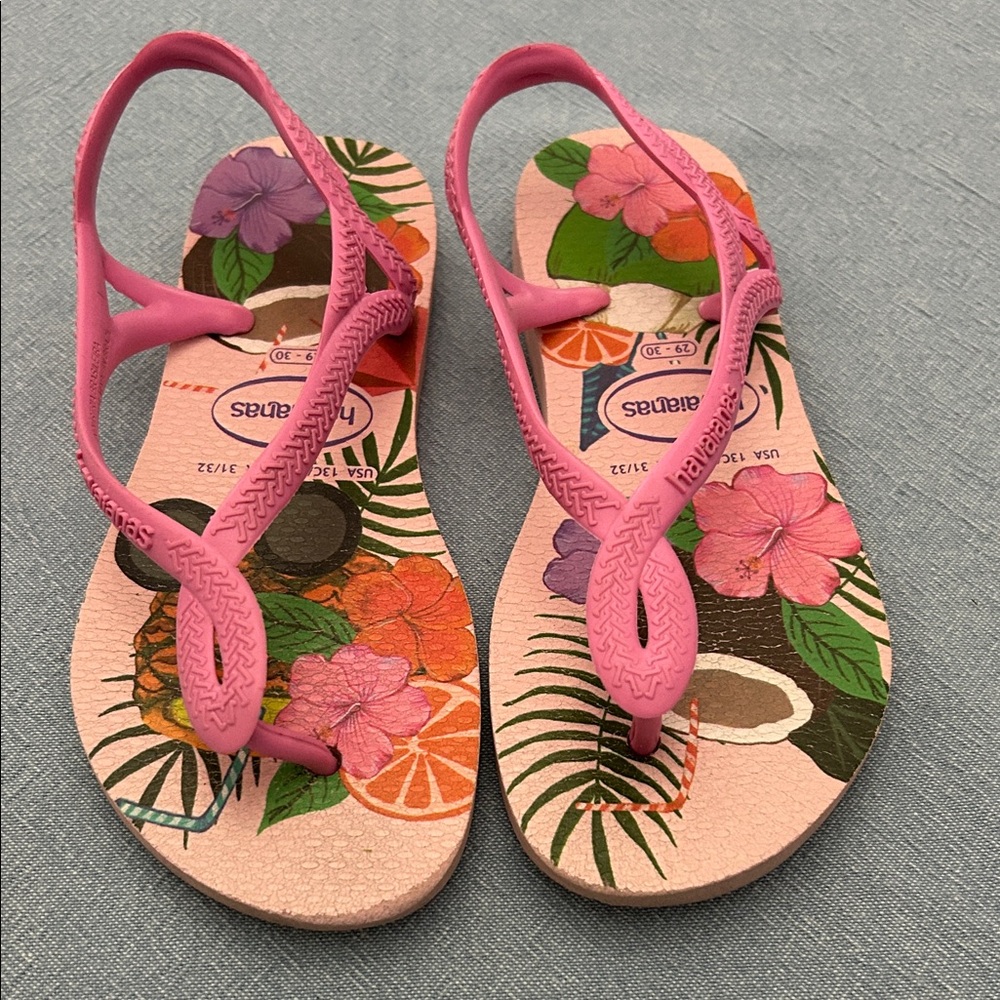 Havaianas Pink Tropical Floral Kids Flip Flops